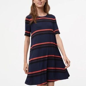 LOFT ANN TAYLOR | Navy Blue & Orange Dress | Flowy Dress | Size Small